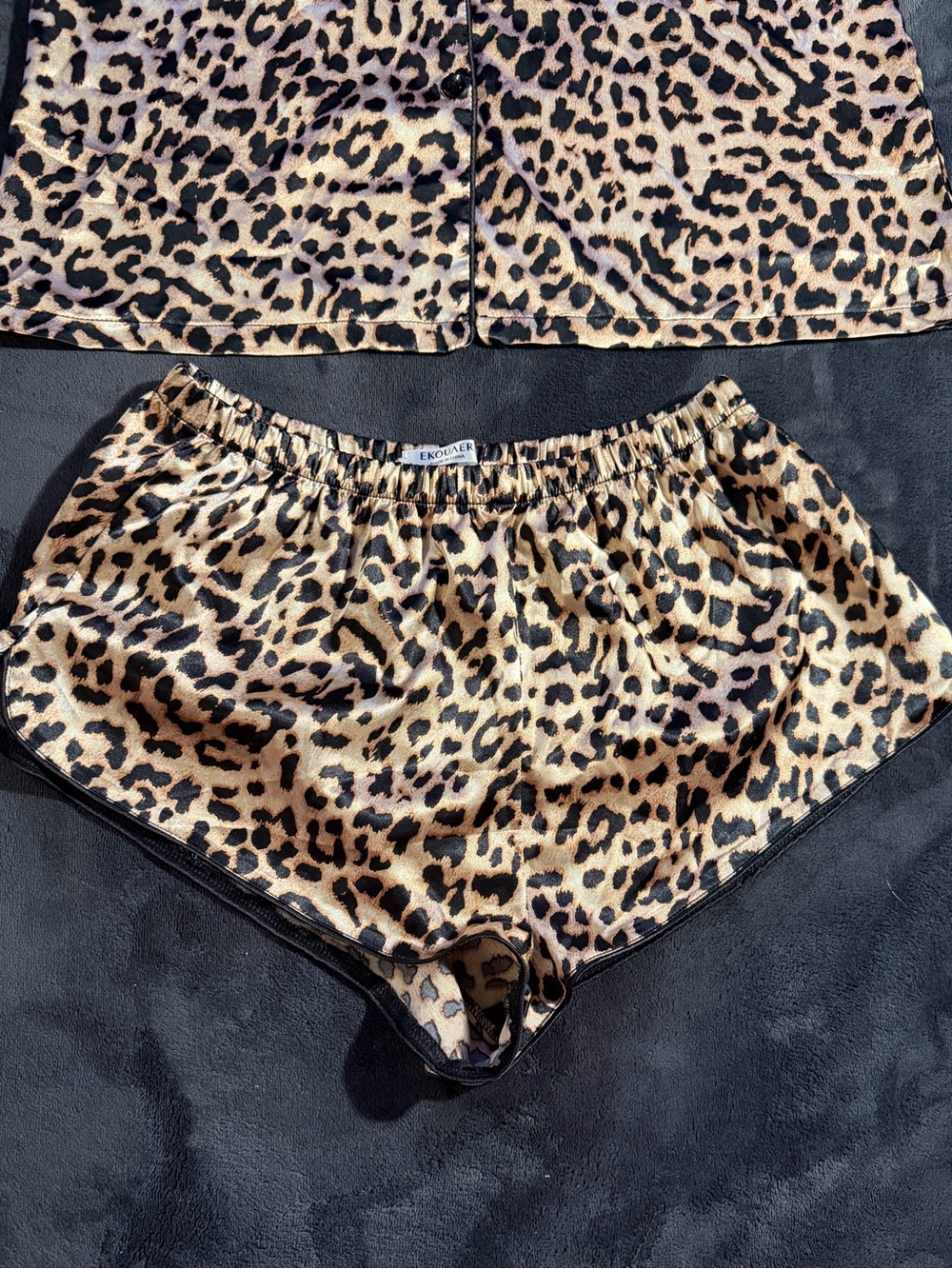 🐆EKOUAER Leopard Print Women Pajama Set - Tan & Black - Picture 3 of 11